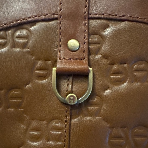 Etienne Aigner, Davin, Brown Leather Embossed Logo Calf Boots, Sz. 6M, Knee High - Picture 9 of 9